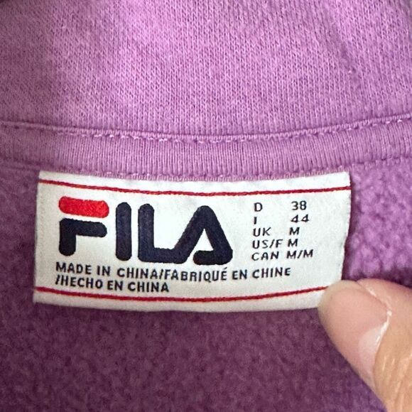 VTG Fila 1/4 Zip Sweatshirt Womens M Purple Colorblock 80s Grandma Core - Picture 3 of 10